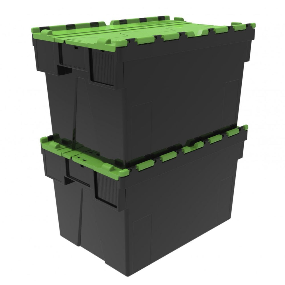 Pack of 2 x 65L Attached Lid ALC Containers (365mm high)-LH-Plastic Box Shop