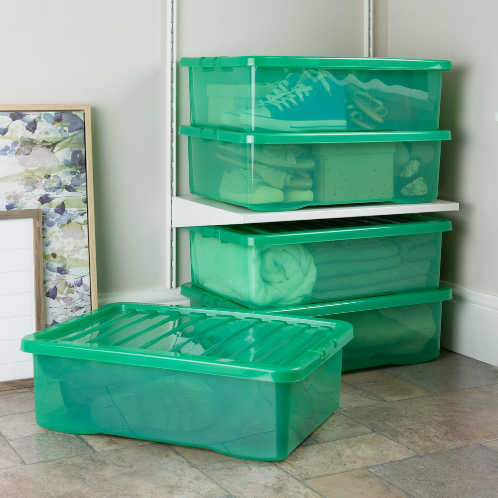 Wham Crystal Pack of 5 x 32L Underbed Plastic Storage Boxes with Lids-Wham-Plastic Box Shop
