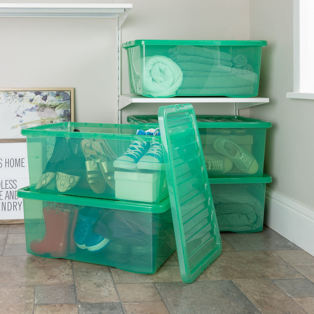 Wham Crystal Pack of 5 x 45L Plastic Storage Boxes with Lids-Wham-Plastic Box Shop