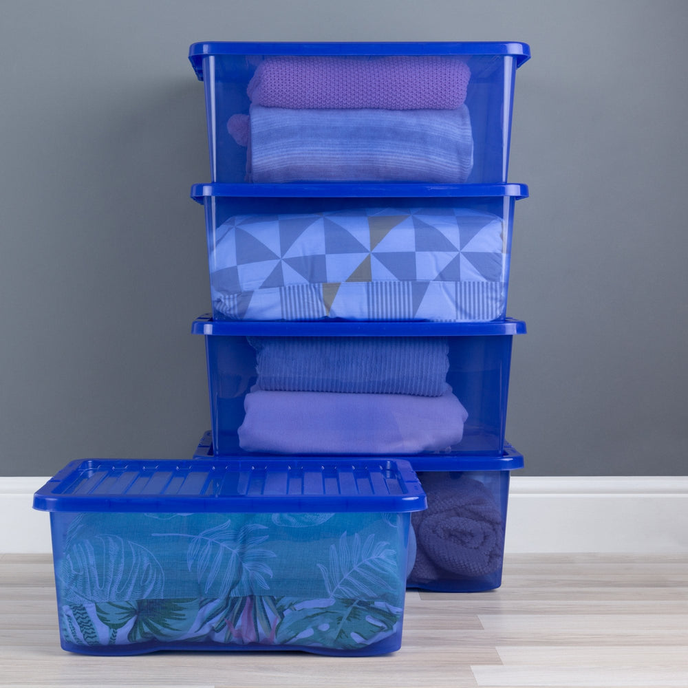 Wham Crystal Pack of 5 x 45L Plastic Storage Boxes with Lids-Wham-Plastic Box Shop