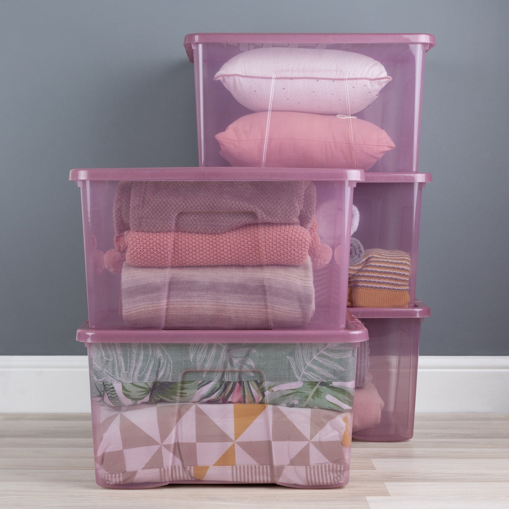 Wham Crystal Pack of 5 x 60L Large Plastic Storage Boxes with Lids-Wham-Plastic Box Shop