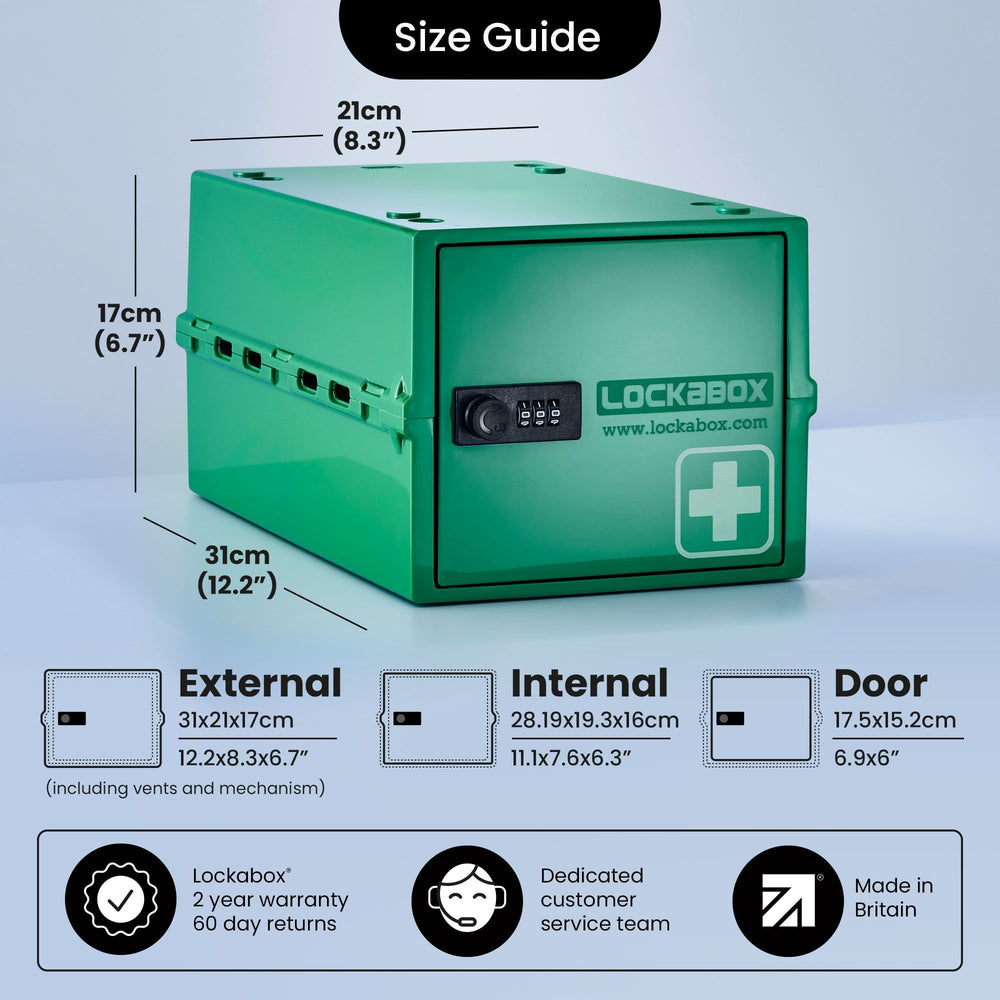 10.5 Litre One Medi Secure Storage Box – Green – Lockabox-Lockabox®-Plastic Box Shop
