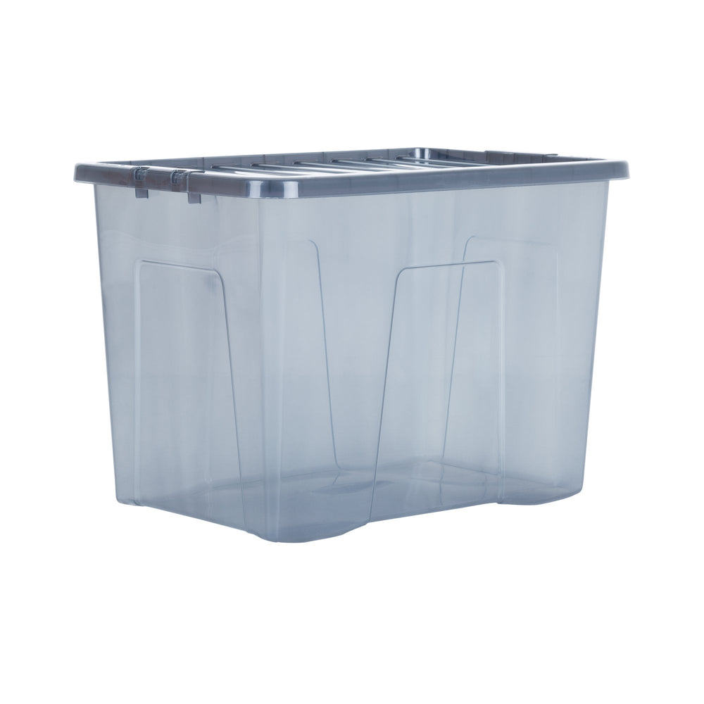 Pallet of 100 x 80L Crystal Large Plastic Storage Boxes with Lids-Wham-Smoke-WM80P100SM-Plastic Box Shop