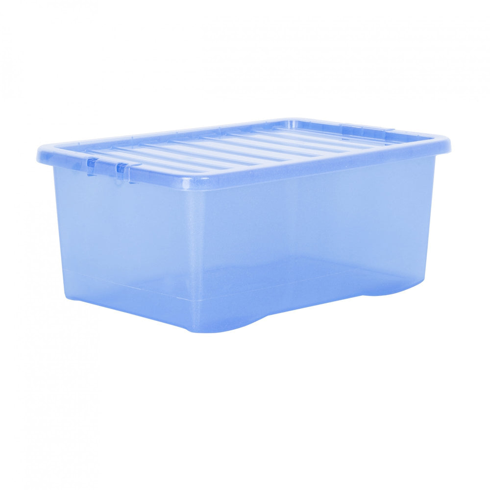 Wham Crystal Pack of 5 x 45L Sparkle Plastic Storage Boxes and Lids-Wham-Sparkle Blue-WM45P5TSPB-Plastic Box Shop