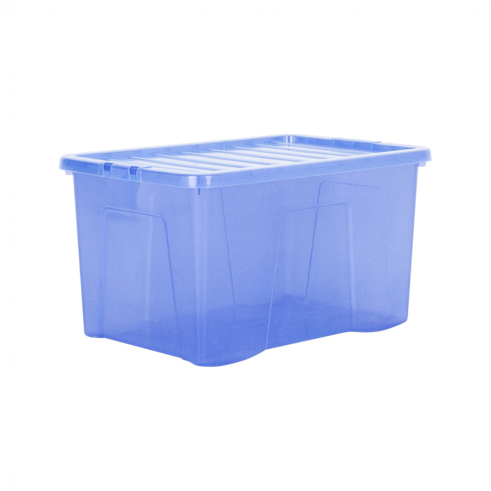 Wham Crystal Pack of 5 x 60L Sparkle Plastic Storage Boxes and Lids-Wham-Sparkle Blue-WM60P5TSPB-Plastic Box Shop