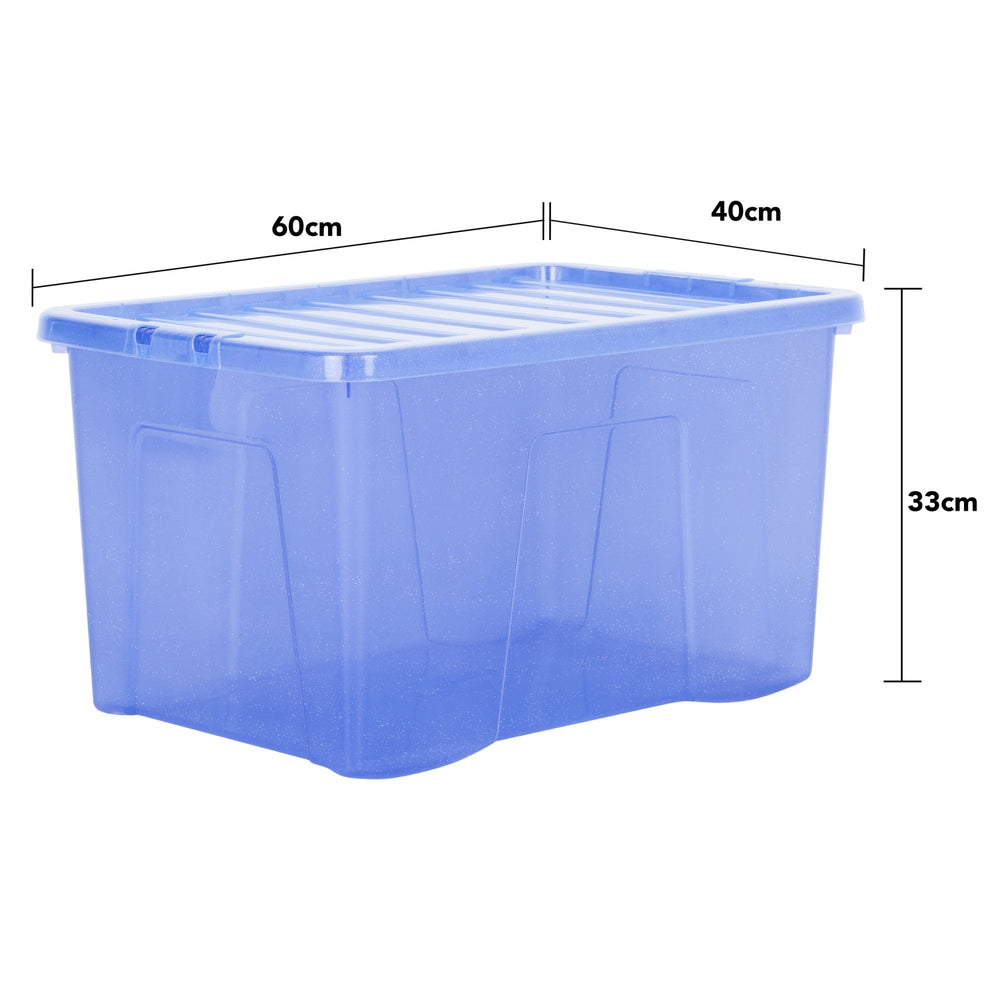 Wham Crystal Pack of 5 x 60L Sparkle Plastic Storage Boxes and Lids-Wham-Plastic Box Shop