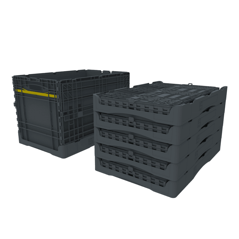 80 Litre Collapsible Tote Box - with Attached Lid-LH-Plastic Box Shop