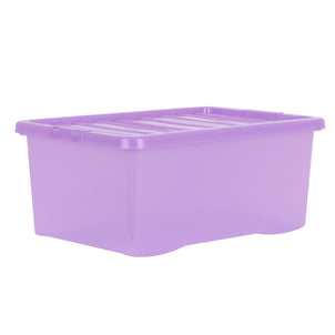 Wham Crystal Pack of 5 x 45L Sparkle Plastic Storage Boxes and Lids-Wham-Sparkle Lavender-WM45P5TSPL-Plastic Box Shop