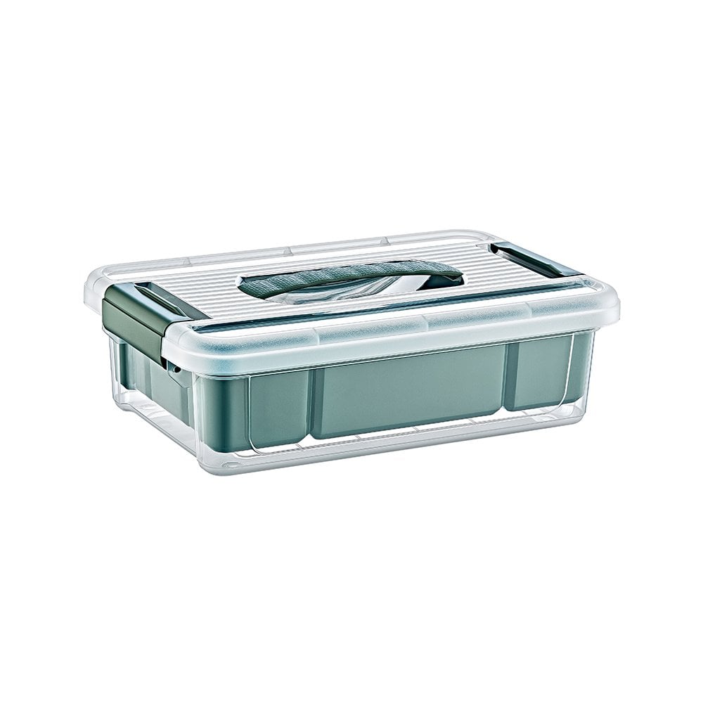 3 Litre Clear Plastic Storage Box with Clip Lid and Removable Tray – Stormax-Hobby Life-Clear and Green-NWST3G-Plastic Box Shop
