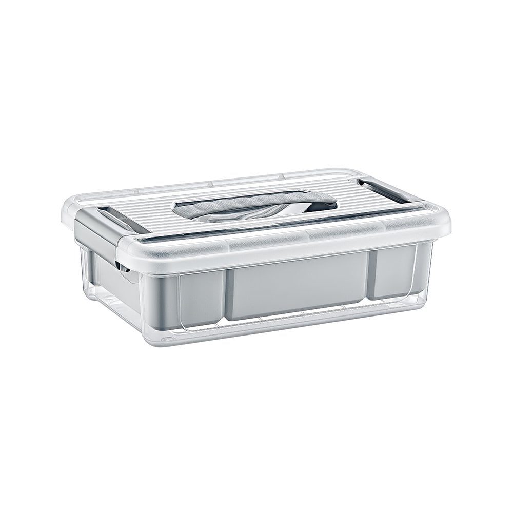 3 Litre Clear Plastic Storage Box with Clip Lid and Removable Tray – Stormax-Hobby Life-Clear and Light Grey-NWST3LG-Plastic Box Shop