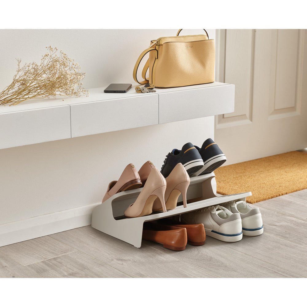Shoe-In Large Space-saving Ecru Shoe Rack-Joseph Joseph-Plastic Box Shop