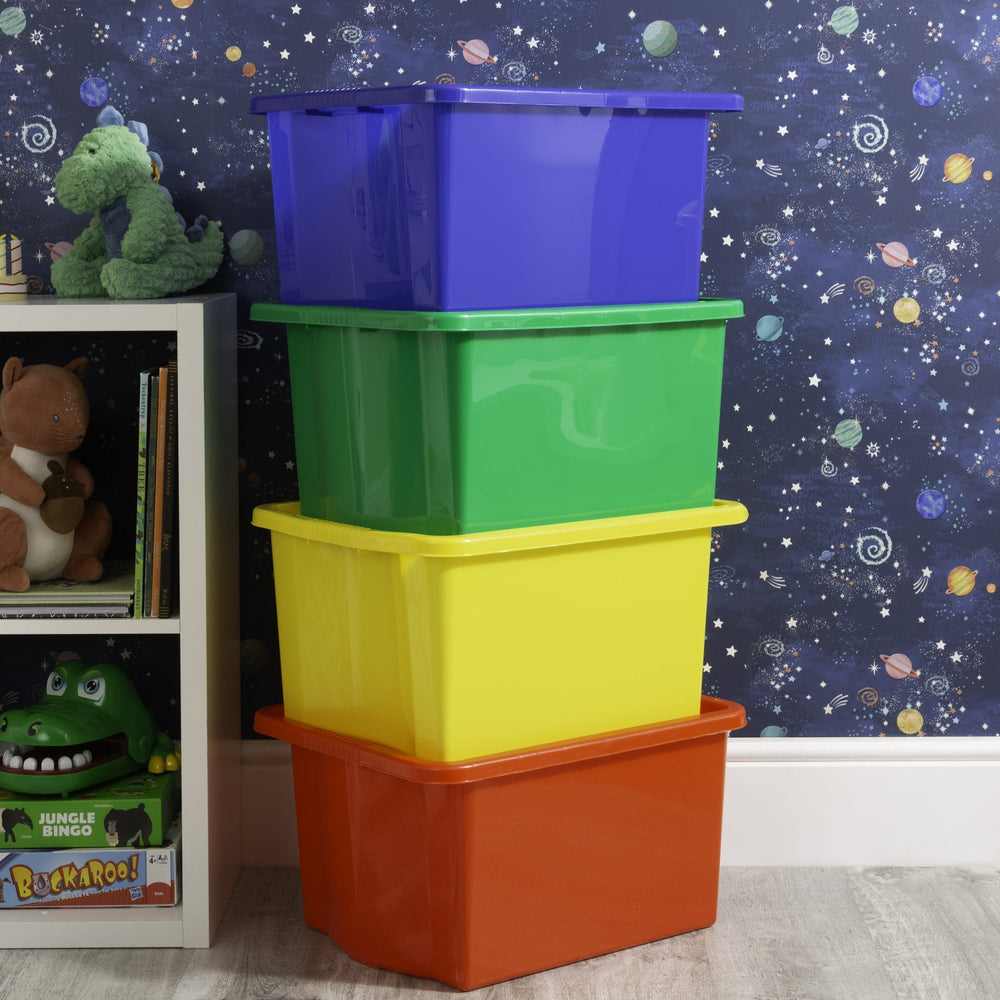 Wham Stack & Store Pack of 4 x 35 Litre Plastic Boxes - Mixed Colours-Wham-Plastic Box Shop