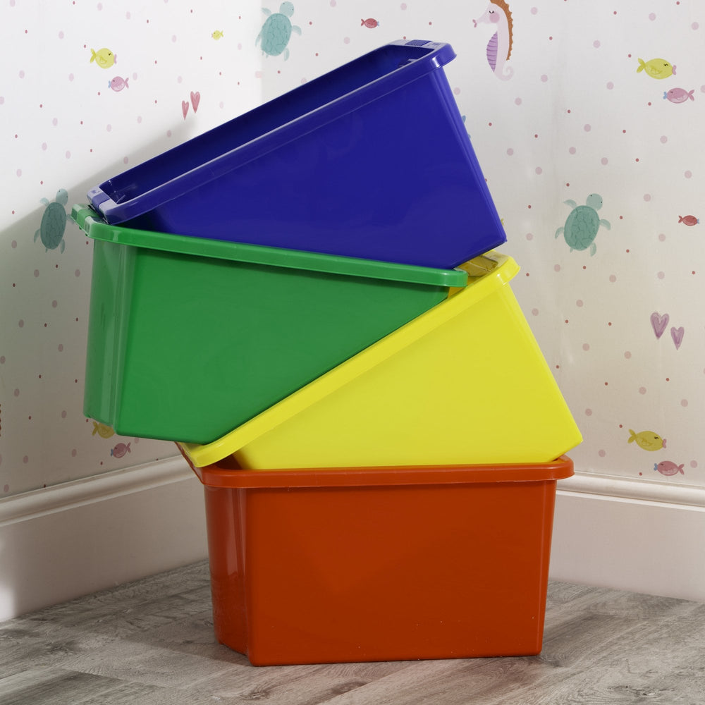 Wham Stack & Store Pack of 4 x 35 Litre Plastic Boxes - Mixed Colours-Wham-Plastic Box Shop