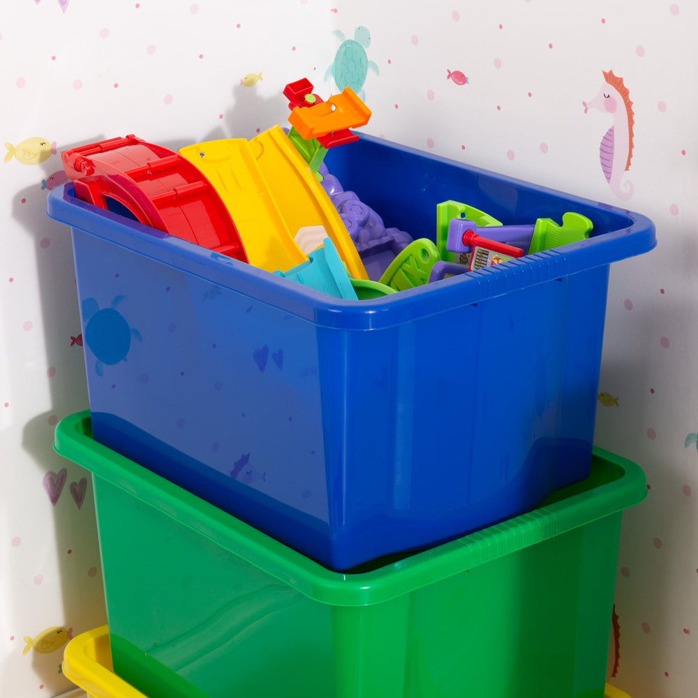 Wham Stack & Store Pack of 4 x 35 Litre Plastic Boxes - Mixed Colours-Wham-Plastic Box Shop