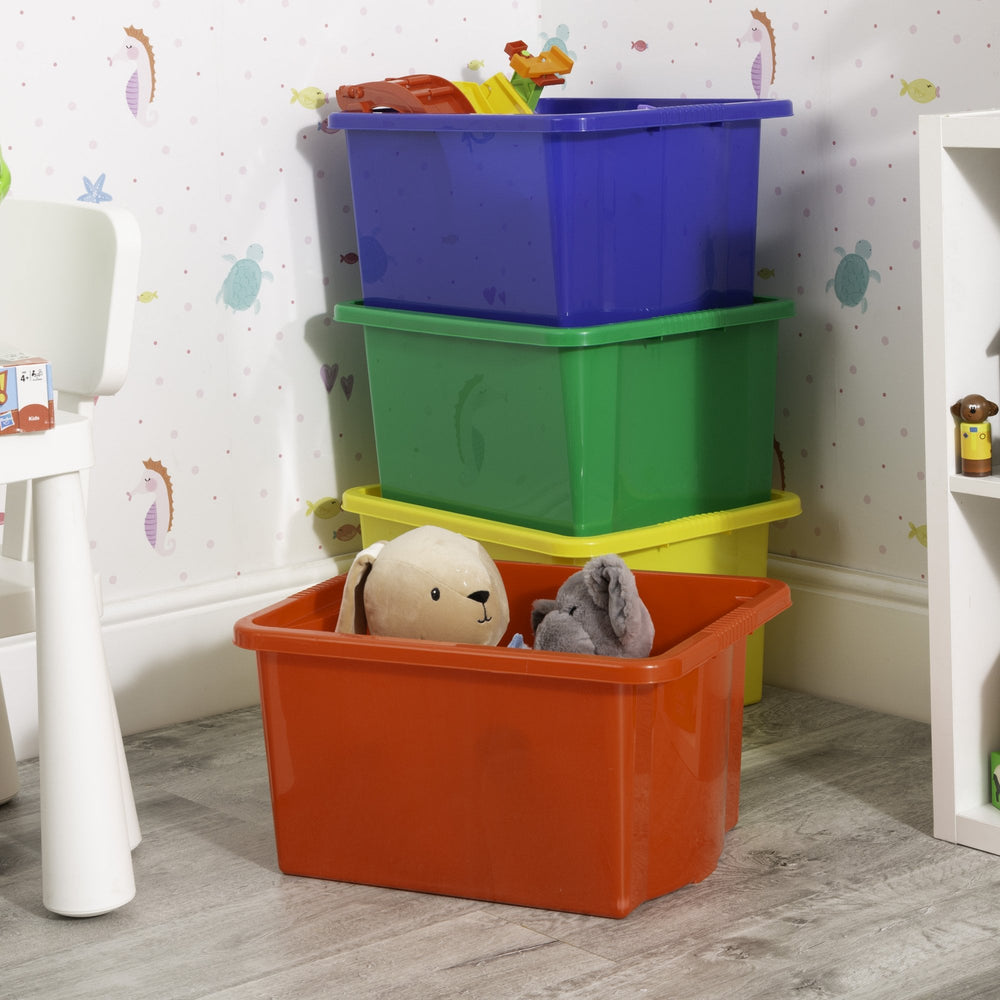 Wham Stack & Store Pack of 4 x 35 Litre Plastic Boxes - Mixed Colours-Wham-Plastic Box Shop