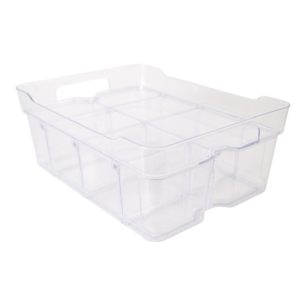 Medium Organise Me Plastic Compartment Box - Clear-Strata-Plastic Box Shop