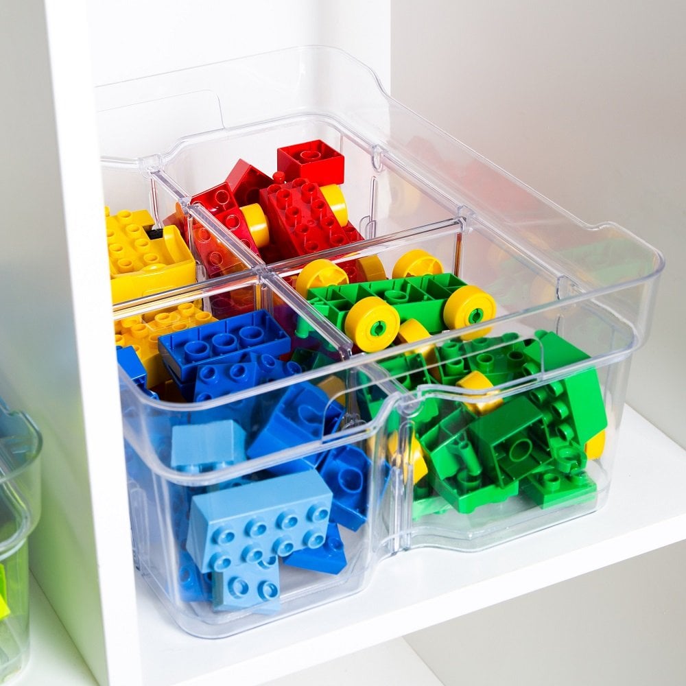 Medium Organise Me Plastic Compartment Box - Clear-Strata-Plastic Box Shop