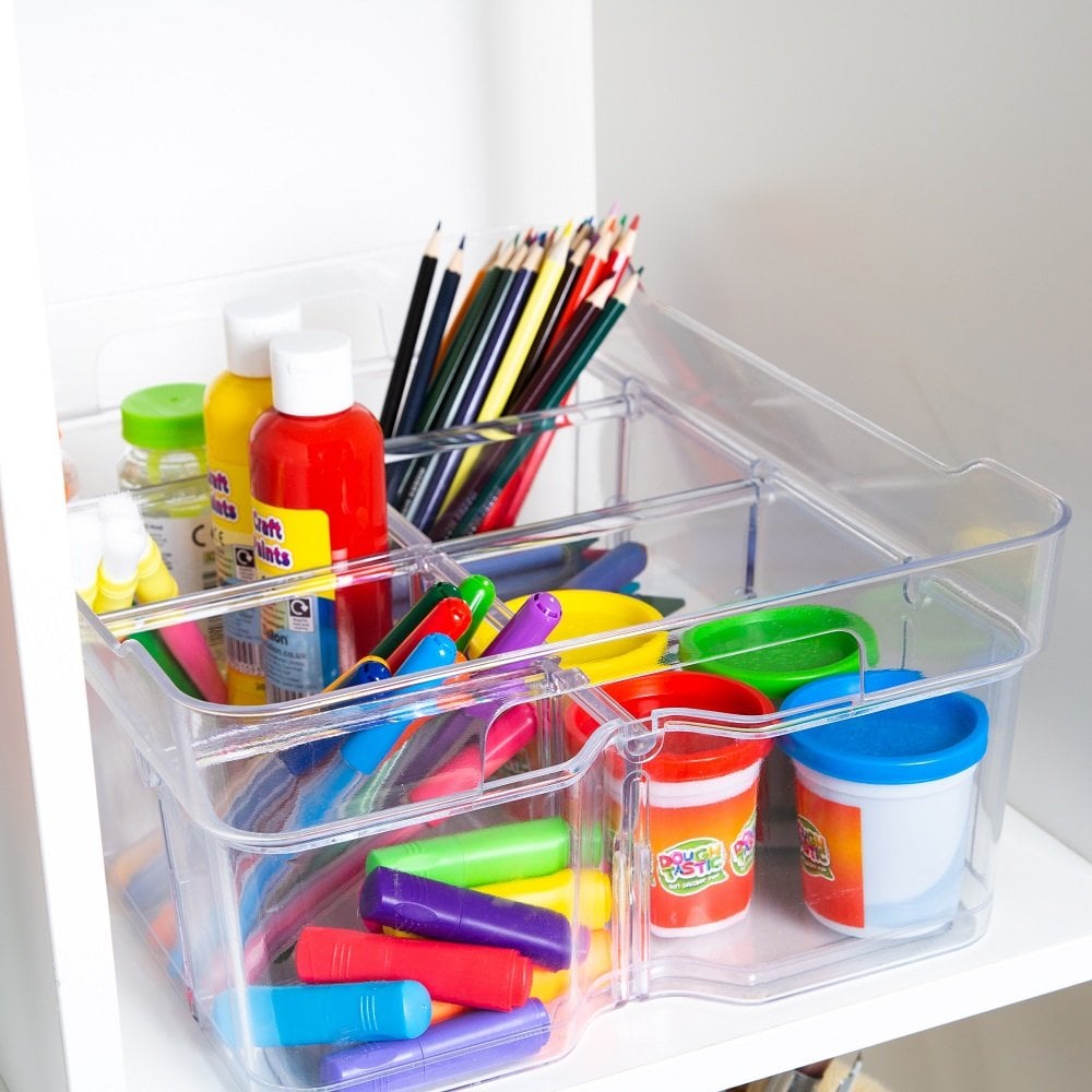 Medium Organise Me Plastic Compartment Box - Clear-Strata-Plastic Box Shop