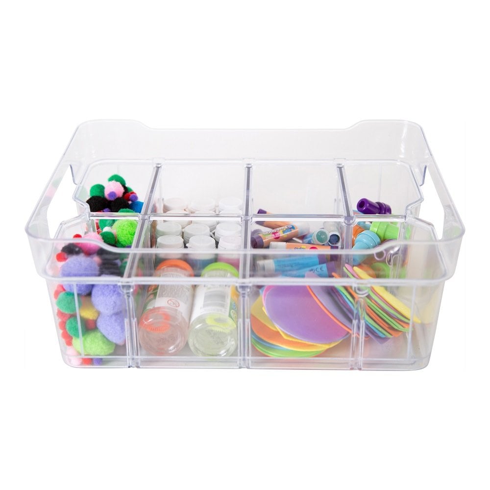 Medium Organise Me Plastic Compartment Box - Clear-Strata-Plastic Box Shop