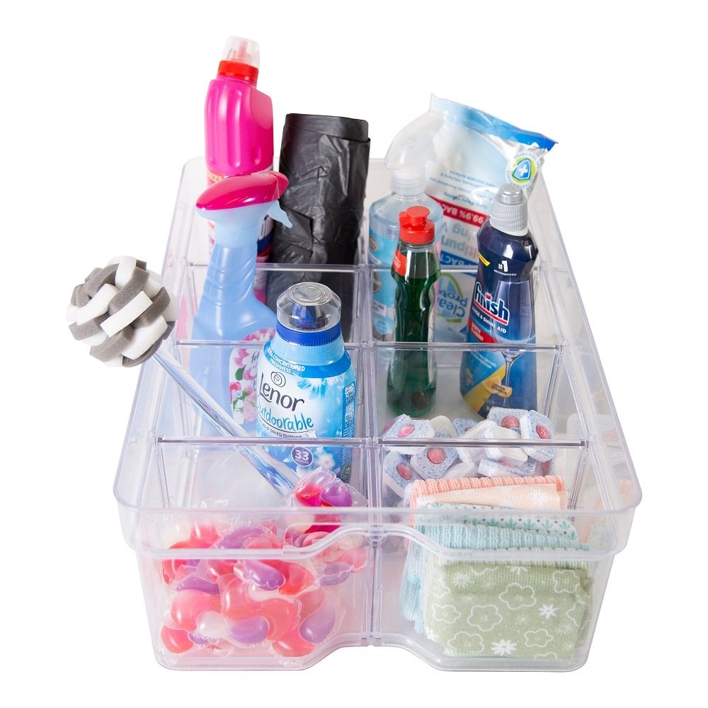 Large Organise Me Plastic Compartment Box - Clear-Strata-Plastic Box Shop