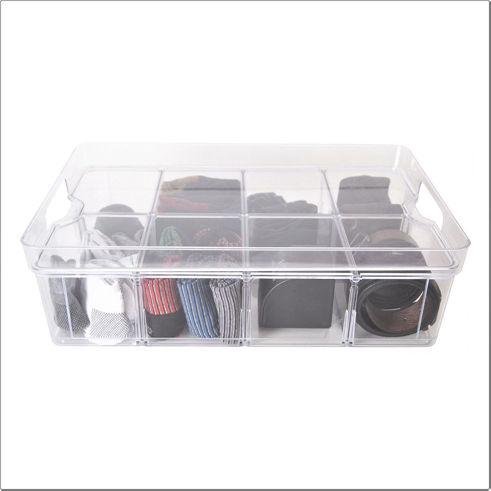 Large Organise Me Plastic Compartment Box - Clear-Strata-Plastic Box Shop