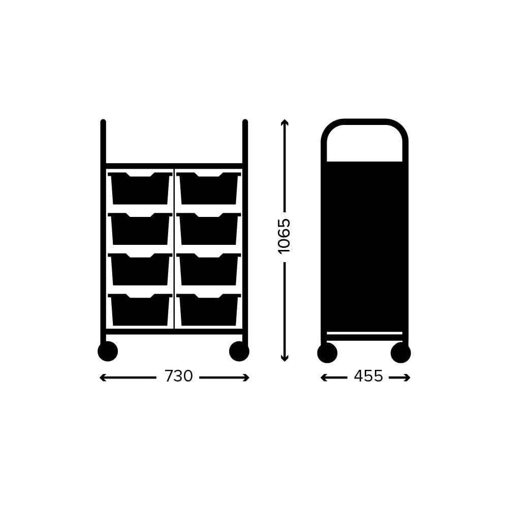 Callero Plus Double Column Silver Trolley with 8 Deep Trays-Gratnells-Plastic Box Shop