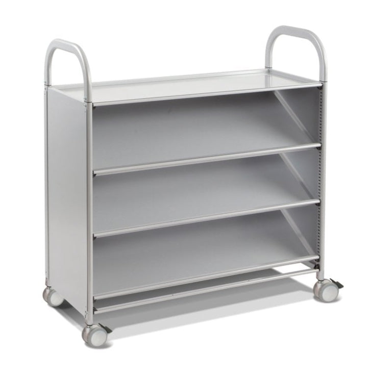 Callero Plus Tilted Shelf Silver Trolley-Gratnells-Plastic Box Shop
