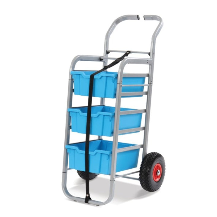 All Terrain Trolley with 3 Deep Boxes-Gratnells-Cyan Blue-GRRSET034426-Plastic Box Shop