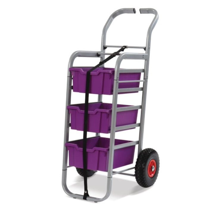 All Terrain Trolley with 3 Deep Boxes-Gratnells-Plum Purple-GRRSET034405-Plastic Box Shop