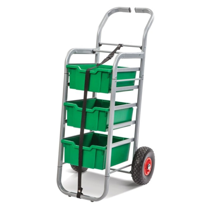 All Terrain Trolley with 3 Deep Boxes-Gratnells-Grass Green-GRRSET034410-Plastic Box Shop