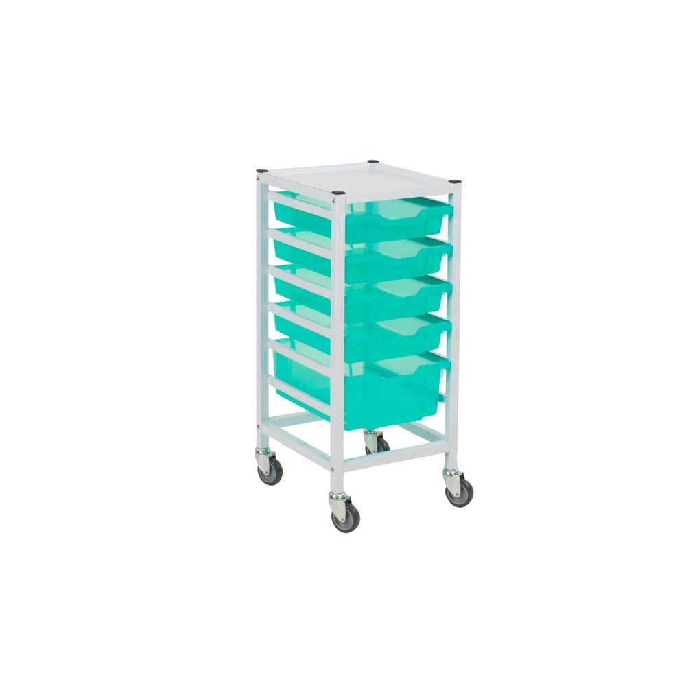 Single Column Compact Medical Trolley Set with Antimicrobial protection-Gratnells-Plastic Box Shop