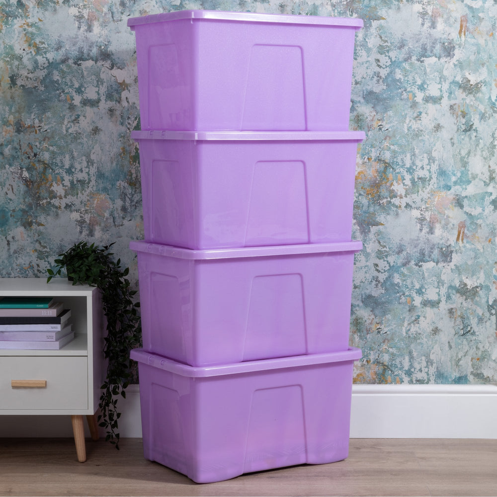 Wham Crystal Pack of 5 x 60L Sparkle Plastic Storage Boxes and Lids-Wham-Plastic Box Shop