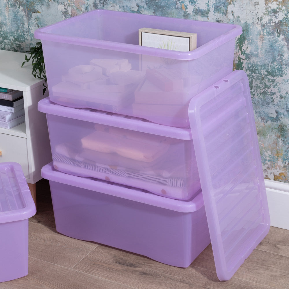 Wham Crystal Pack of 5 x 45L Sparkle Plastic Storage Boxes and Lids-Wham-Plastic Box Shop