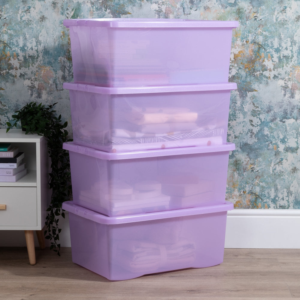 Wham Crystal Pack of 5 x 45L Sparkle Plastic Storage Boxes and Lids-Wham-Plastic Box Shop