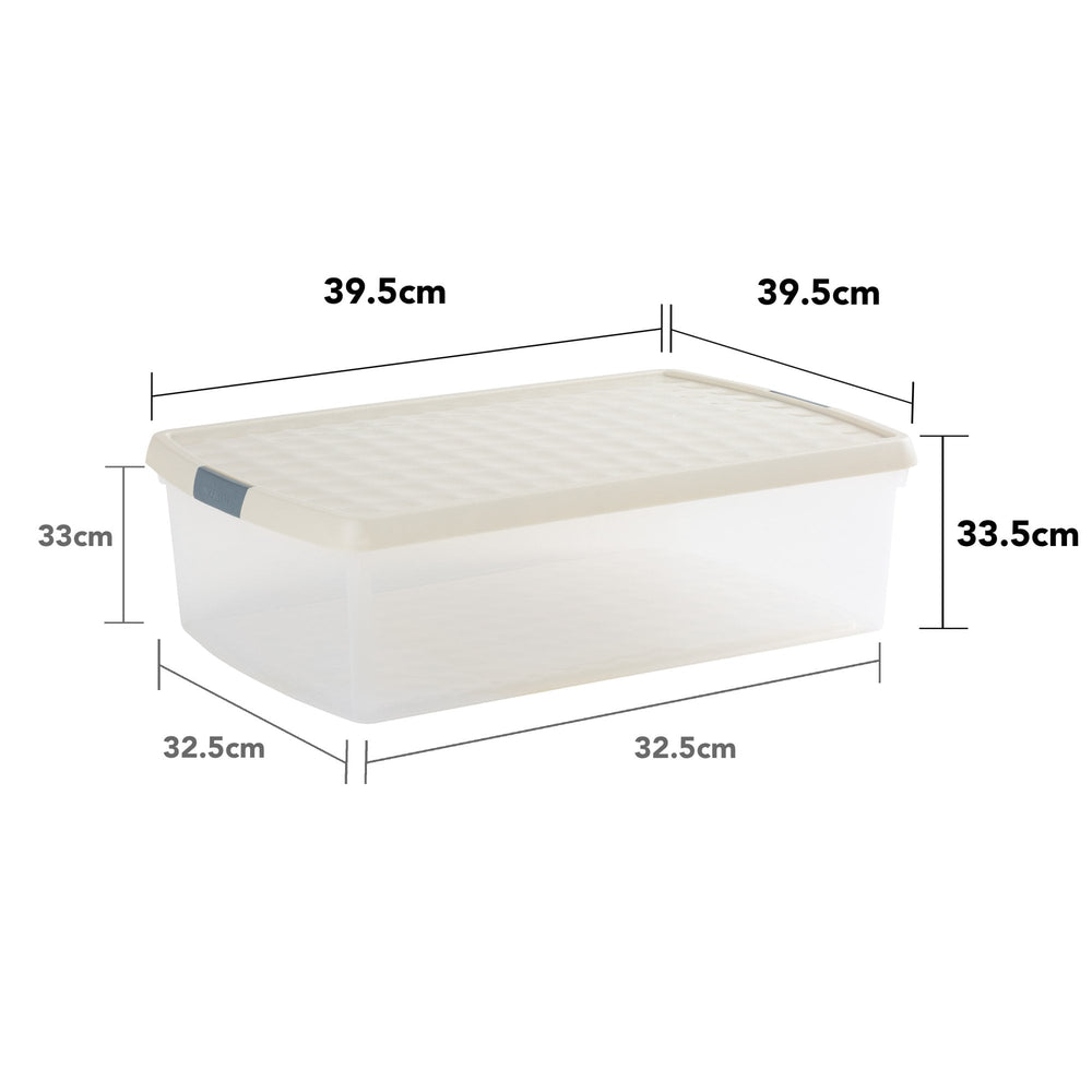 SINGLE - 30 Litre Wham Clip Plastic Storage Box with Lid 13.01-Wham-Clear and Stone-WMCL30ST-Plastic Box Shop