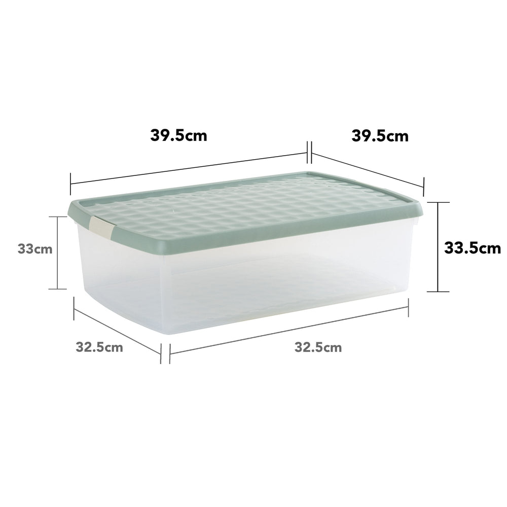 SINGLE - 30 Litre Wham Clip Plastic Storage Box with Lid 13.01-Wham-Clear and Green Milieu-WMCL30GM-Plastic Box Shop