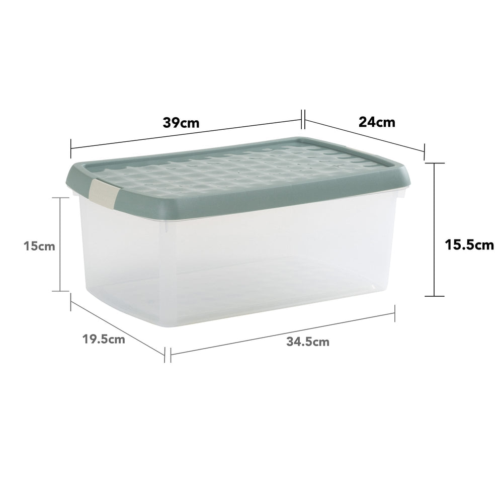 SINGLE - 10.5 Litre Wham Clip Plastic Box with Lid 6.02-Wham-Clear and Green Milieu-WMCL10.5GM-Plastic Box Shop