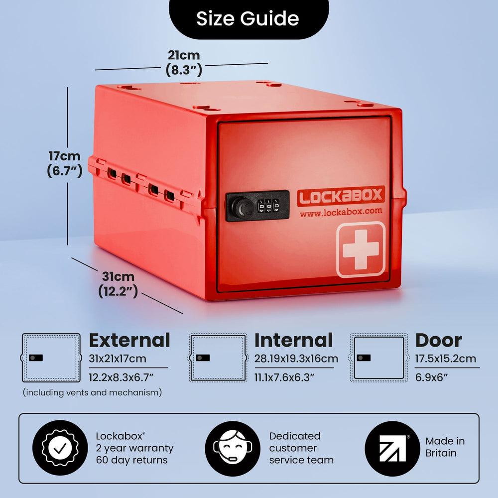10.5 Litre One Medi Secure Storage Box – Red – Lockabox-Lockabox®-Plastic Box Shop