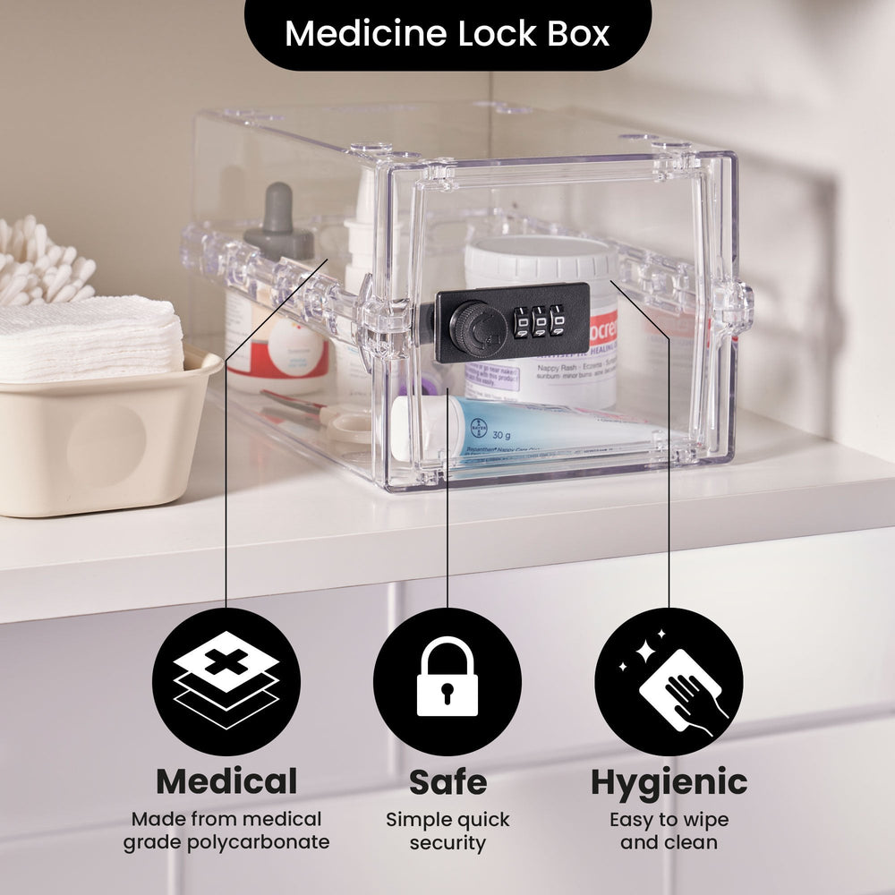 Mini Medi Secure Storage Box – Clear – Lockabox-Lockabox®-Plastic Box Shop