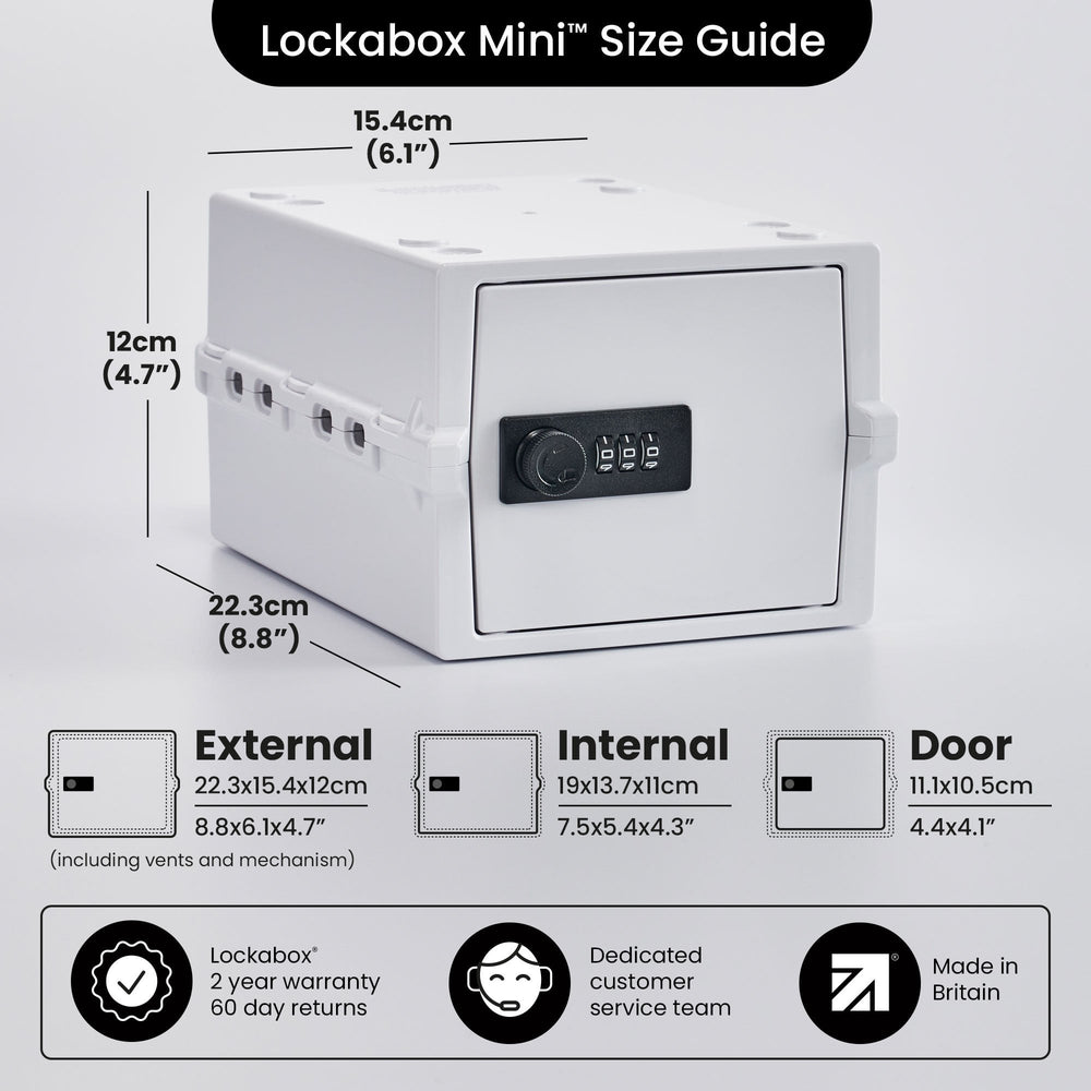 Mini Medi Secure Storage Box – White – Lockabox-Lockabox®-Plastic Box Shop