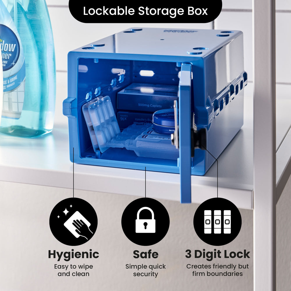 Mini Medi Secure Storage Box – Blue – Lockabox-Lockabox®-Plastic Box Shop