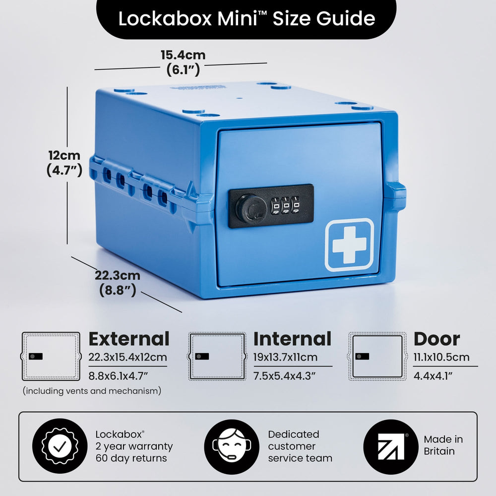 Mini Medi Secure Storage Box – Blue – Lockabox-Lockabox®-Plastic Box Shop