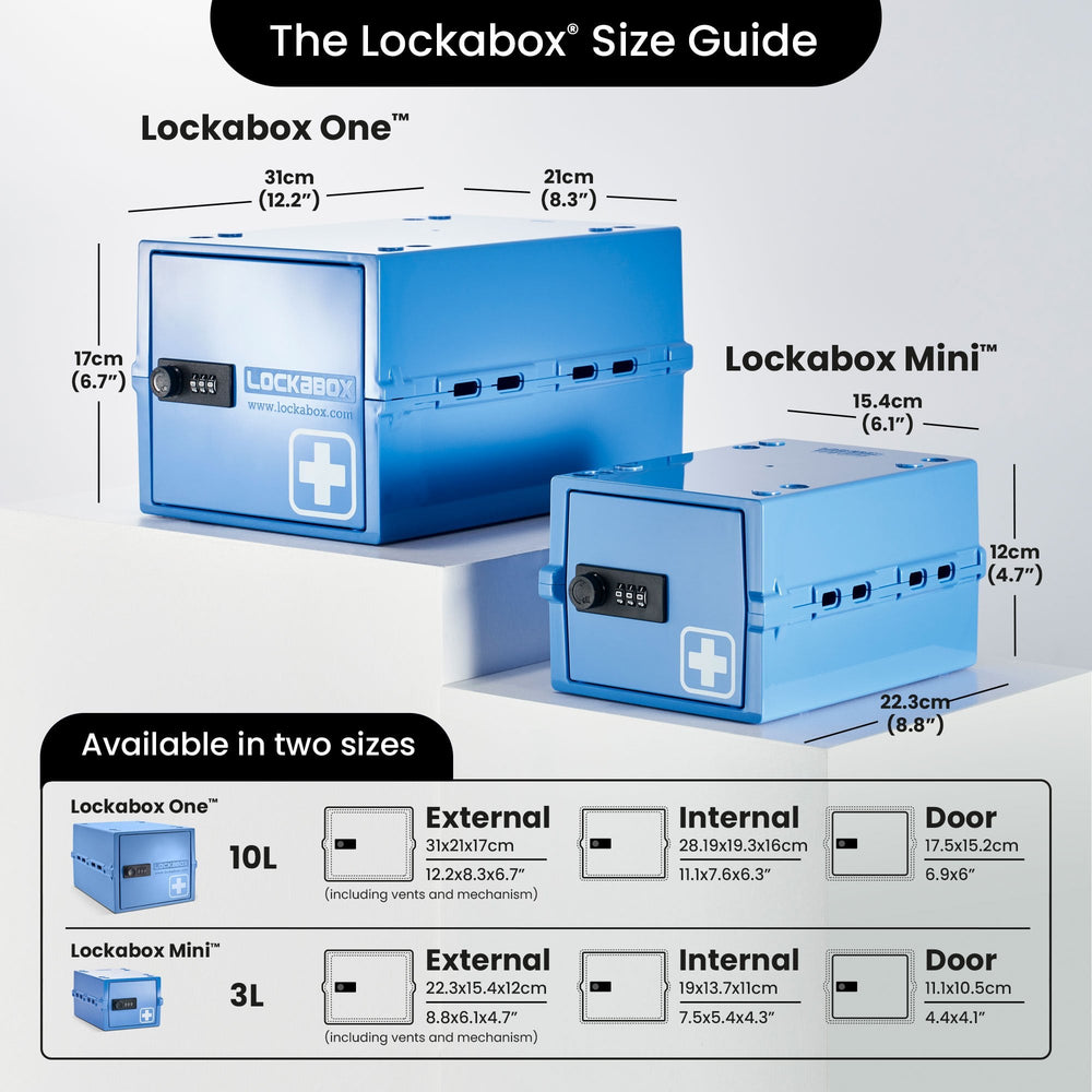 Mini Medi Secure Storage Box – Blue – Lockabox-Lockabox®-Plastic Box Shop