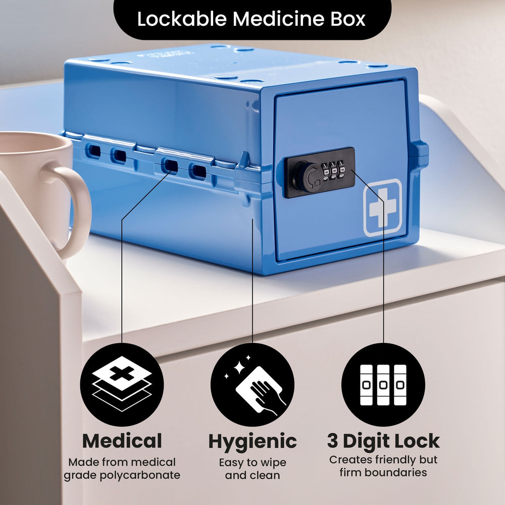 Mini Medi Secure Storage Box – Blue – Lockabox-Lockabox®-Plastic Box Shop