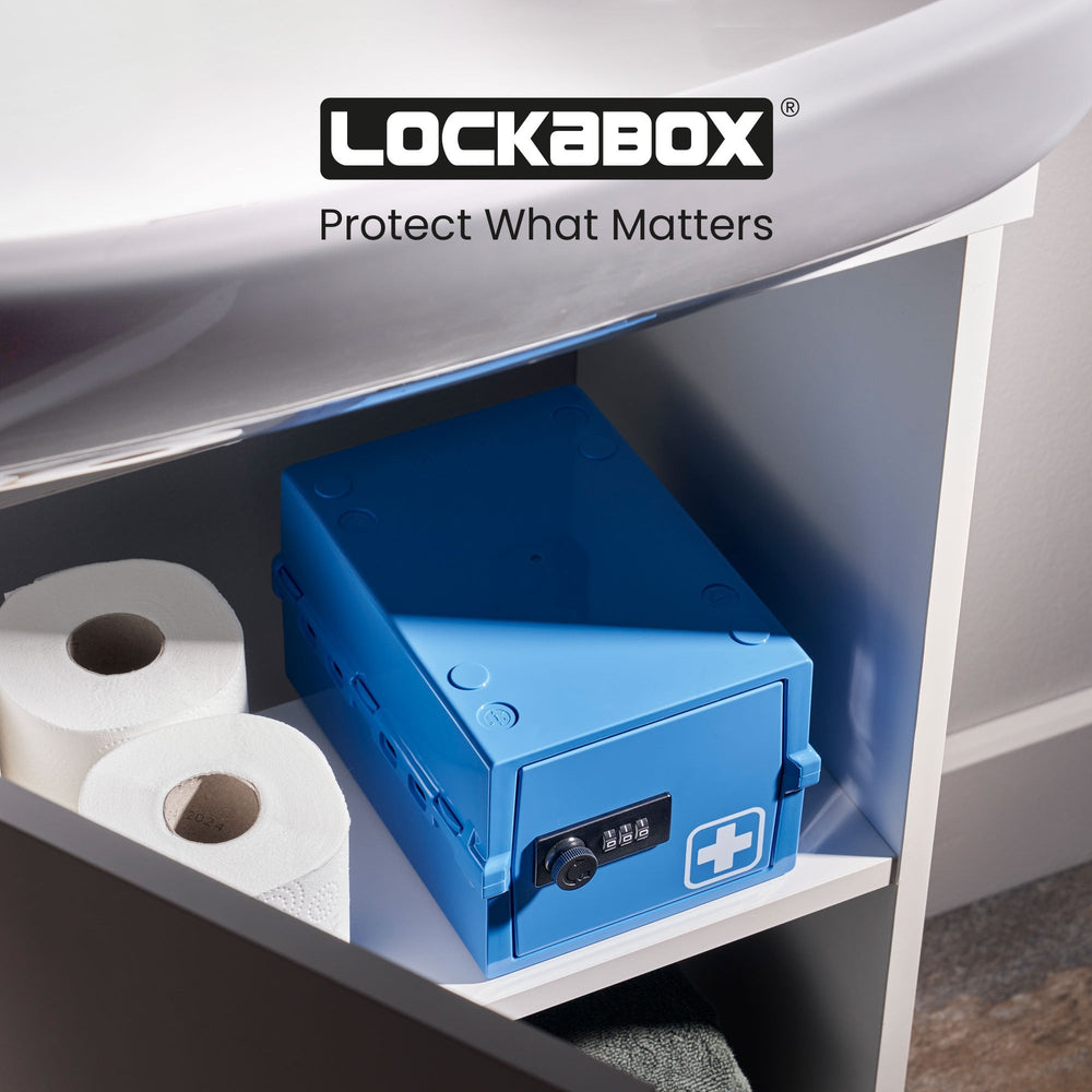 Mini Medi Secure Storage Box – Blue – Lockabox-Lockabox®-Plastic Box Shop