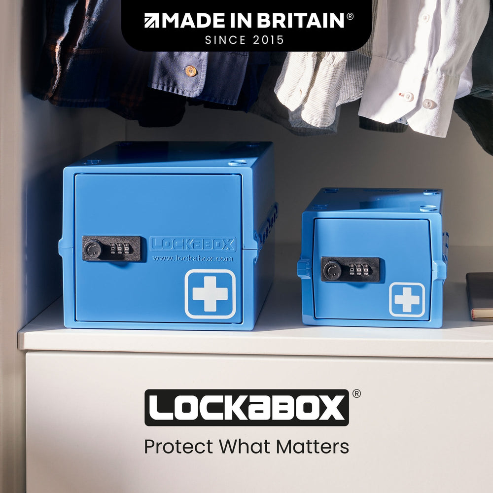 Mini Medi Secure Storage Box – Blue – Lockabox-Lockabox®-Plastic Box Shop