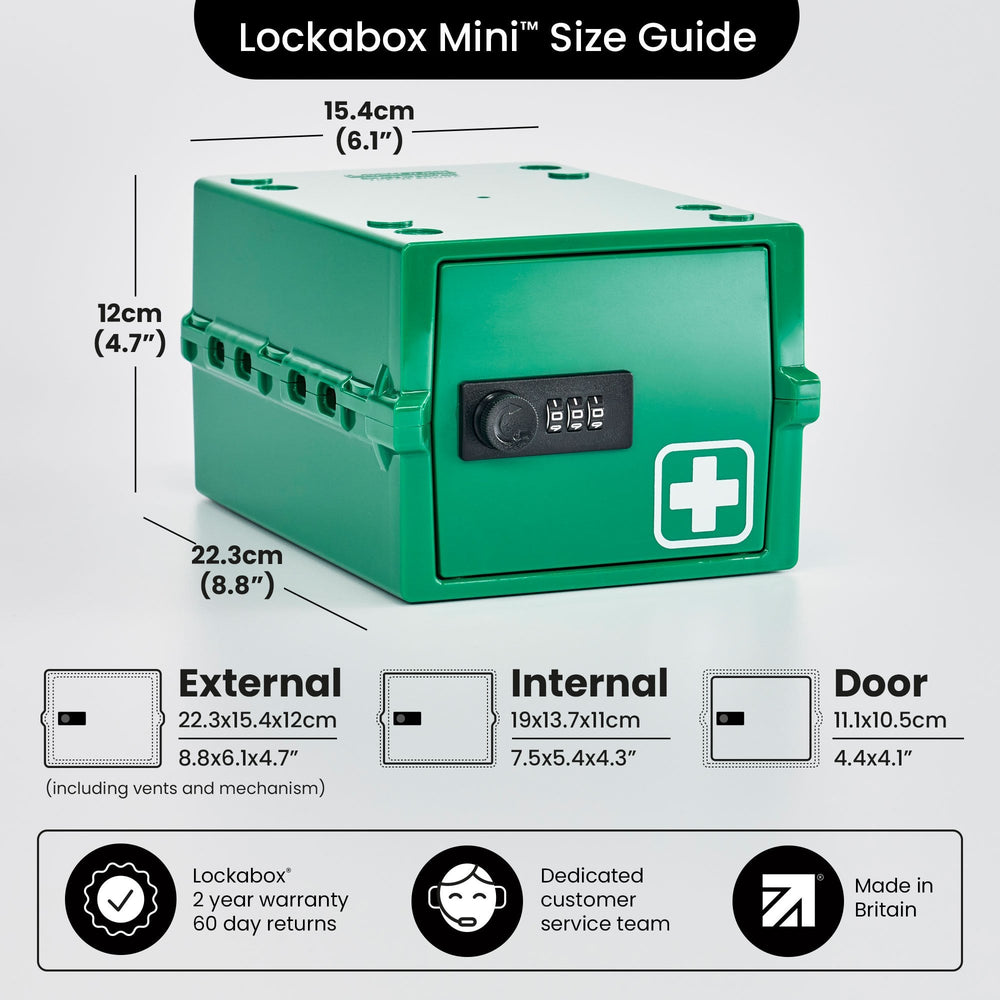 Mini Medi Secure Storage Box – Green – Lockabox-Lockabox®-Plastic Box Shop