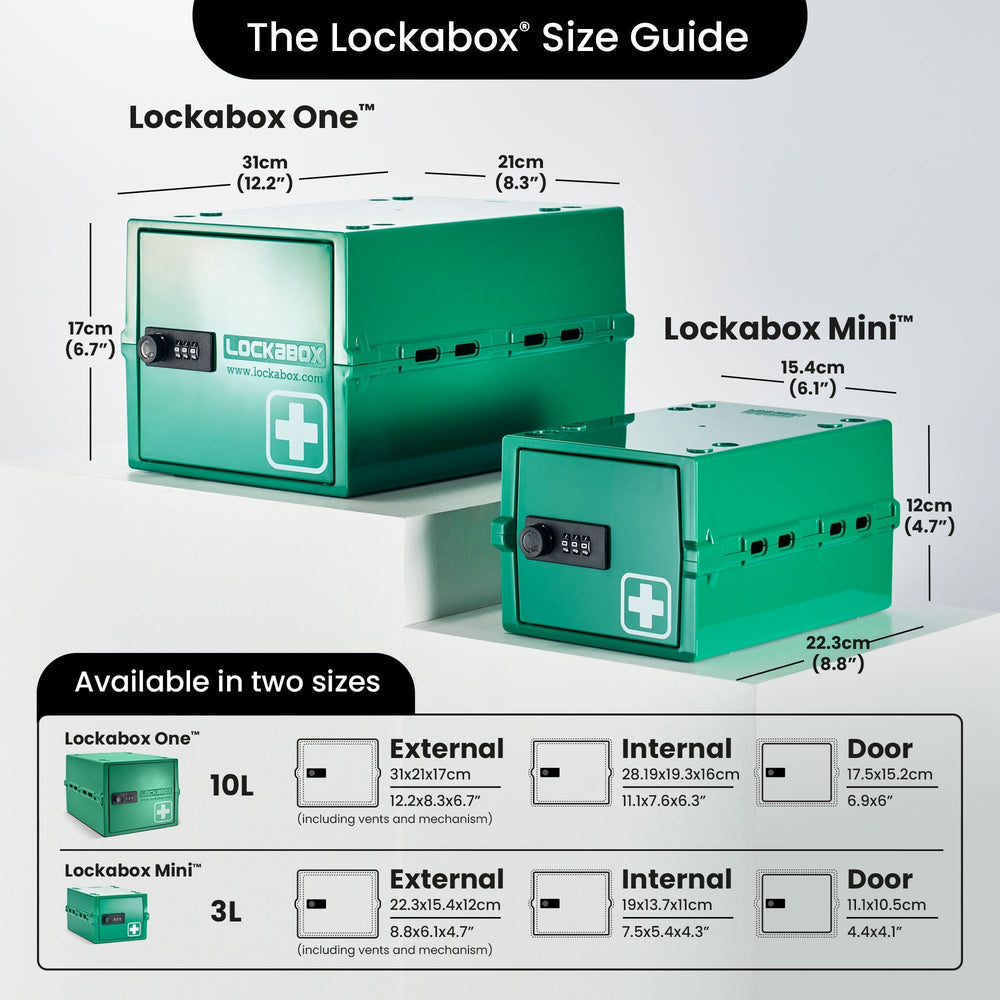 Mini Medi Secure Storage Box – Green – Lockabox-Lockabox®-Plastic Box Shop