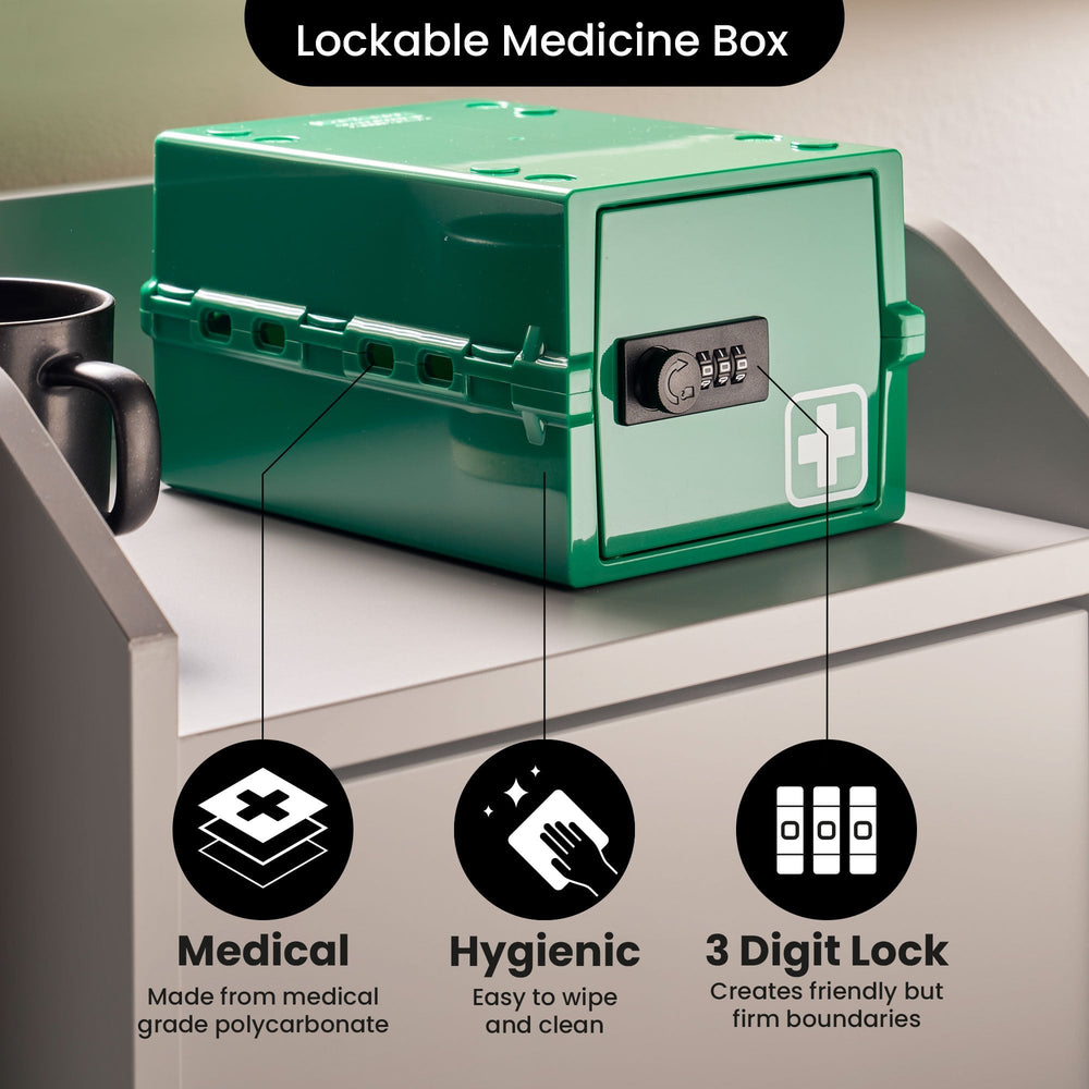 Mini Medi Secure Storage Box – Green – Lockabox-Lockabox®-Plastic Box Shop