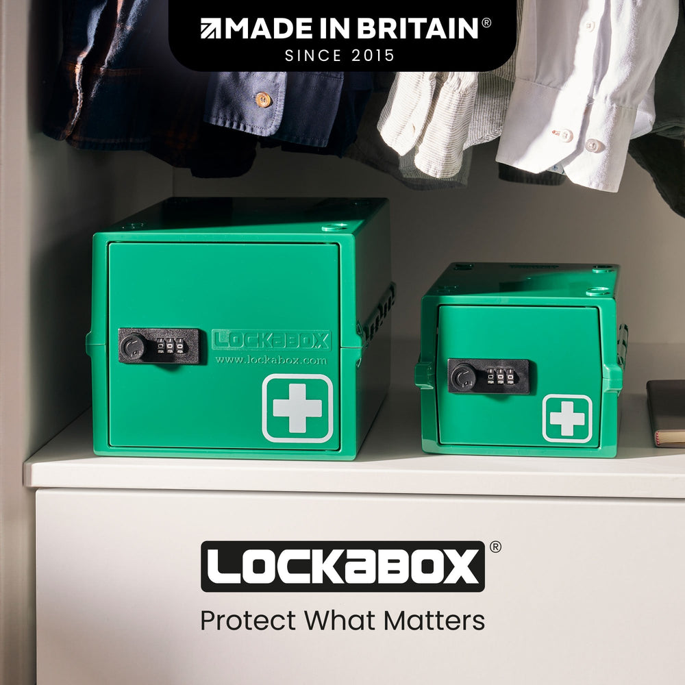 Mini Medi Secure Storage Box – Green – Lockabox-Lockabox®-Plastic Box Shop